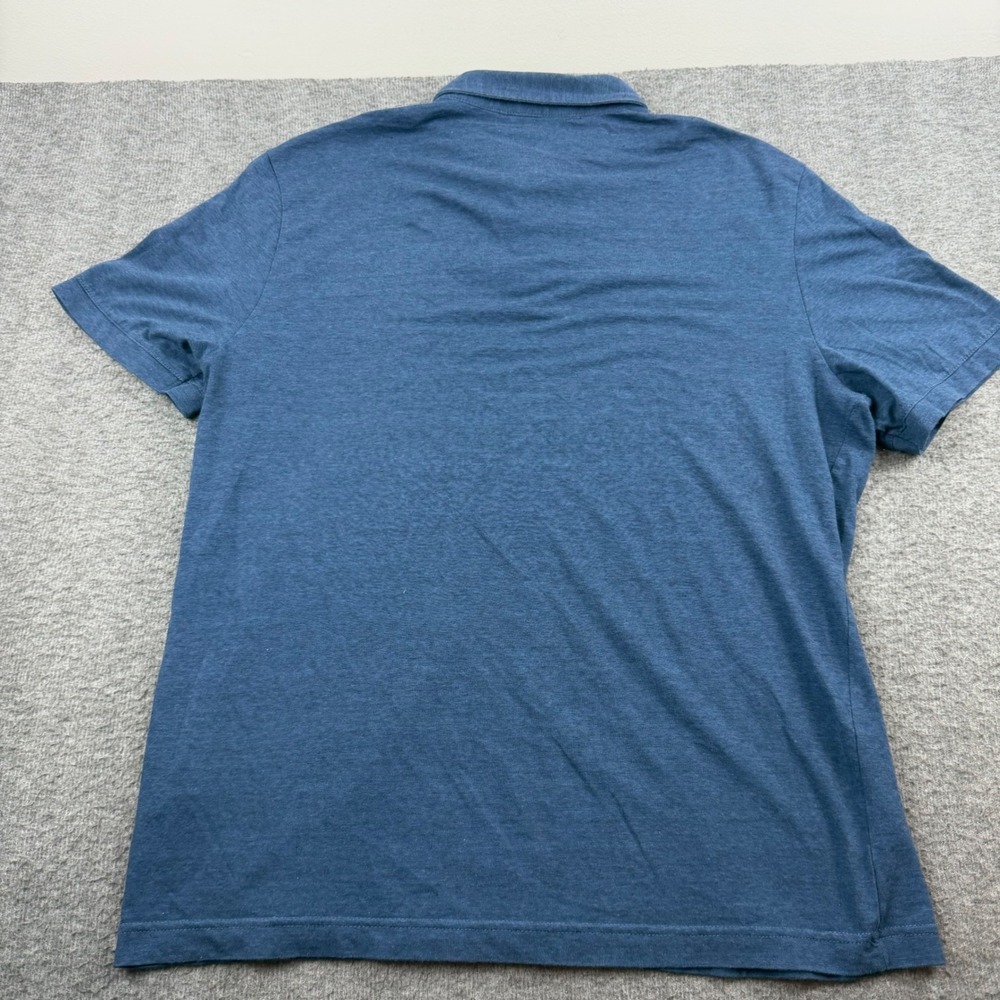 H&M Polo Shirt Men's Large Blue Slim Fit Short Sleeve Cotton Blend Pinhole - Picture 8 of 8